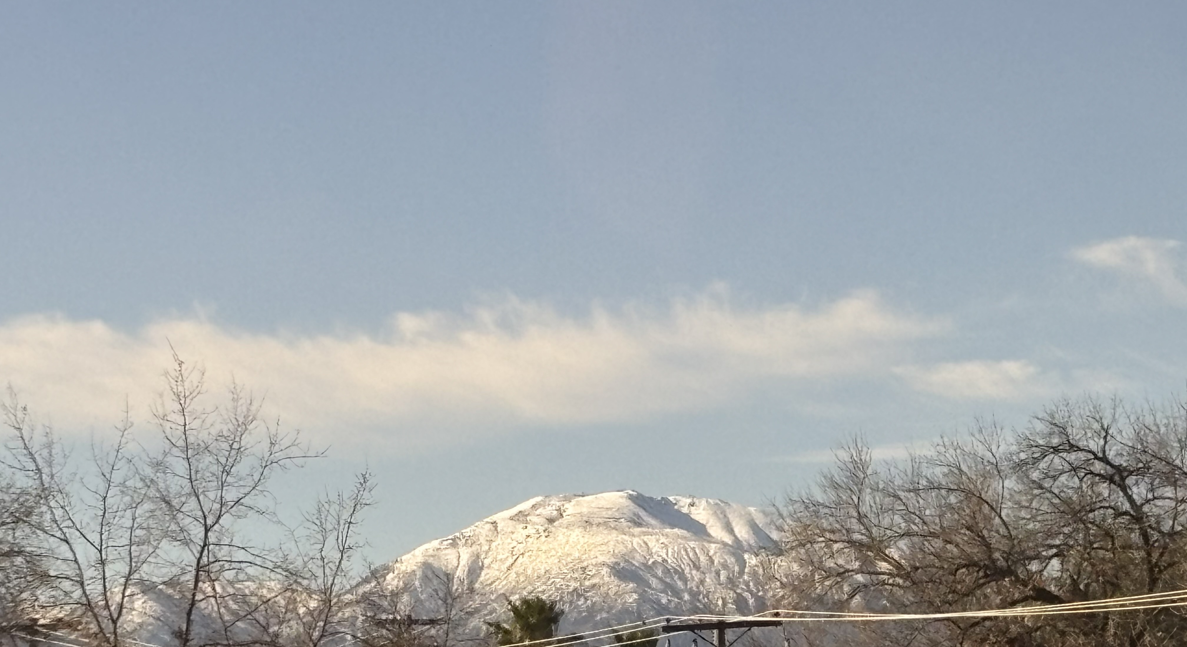 Snow-capped Northern California mountain near Redding